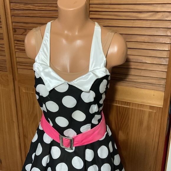 Art Stone polka dot 50’s style pinup dance tap swing costume medium black pink - Picture 2 of 11